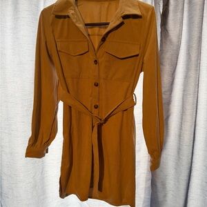 Elegant Brown Button-Up Dress